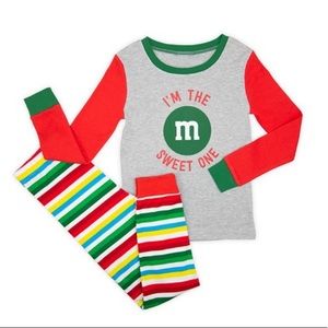 These are cute, Christmas M&M pajamas.